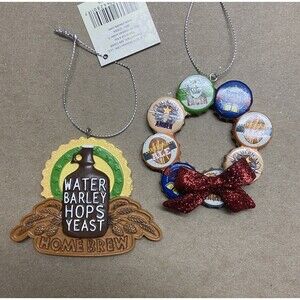 Midwest-CBK Beer Themed Christmas Ornament Lot NWT Bottle Tops  Home Brew